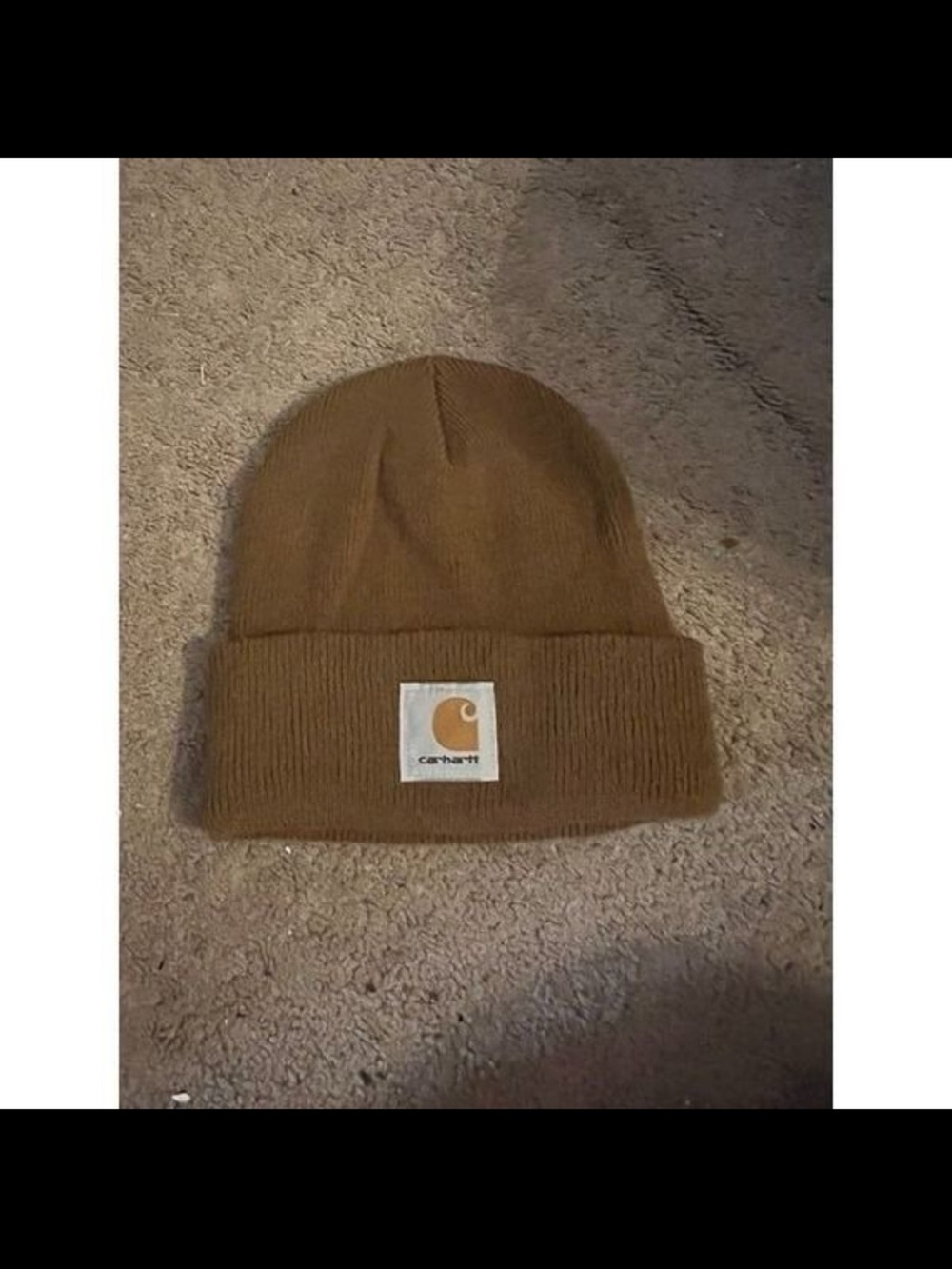 Carhartt Tan Cuffed Knit Beanie with Logo Patch